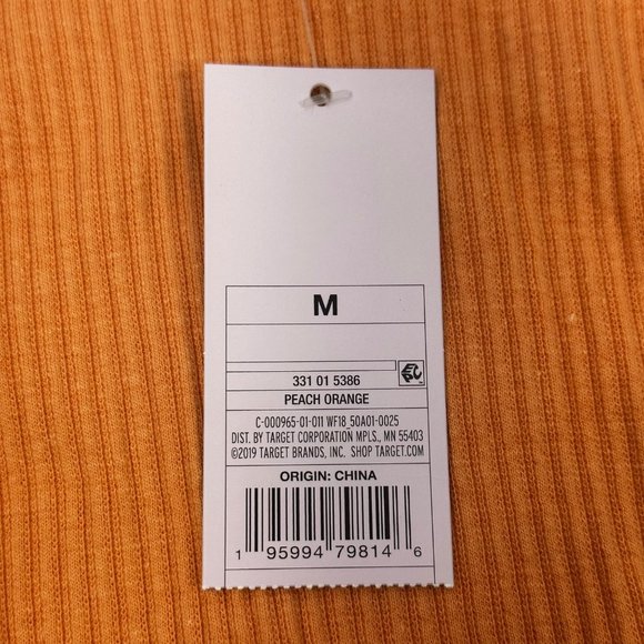 Wild Fable Women's Size Med Long Sleeve Slim Fit Baby Ribbed Tee Shirt Peach New - Picture 4 of 13